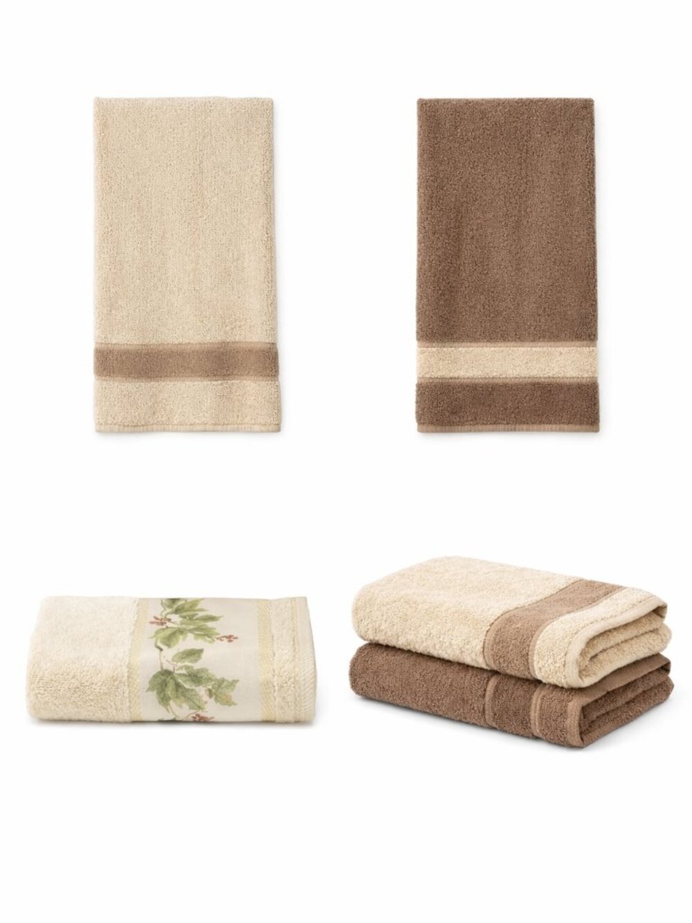 Plush Fieldcrest Bath Towels (Set of 2) in Taupe/Cream (Reversible), Like New